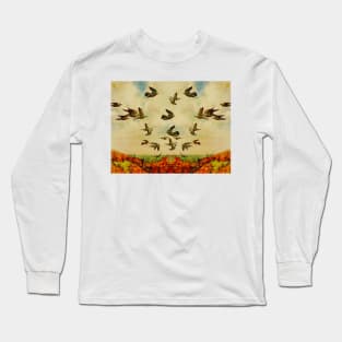 Birds flying in the bright sky Long Sleeve T-Shirt